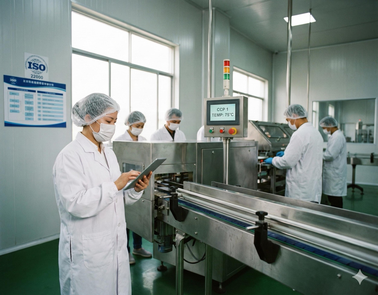 Critical control point monitoring on a food production line