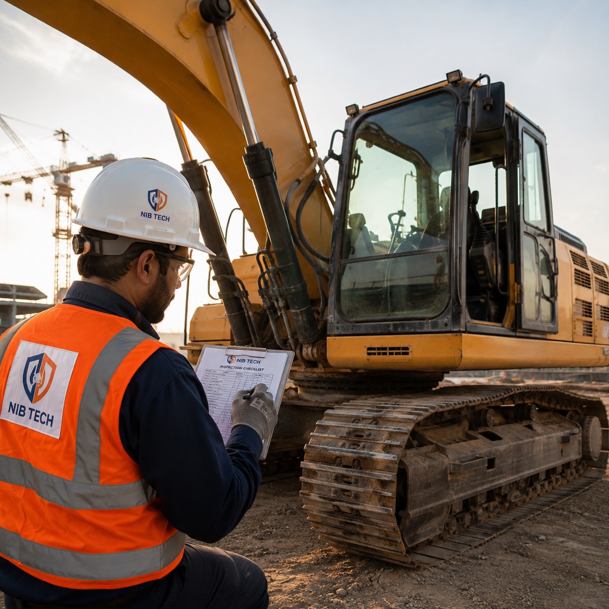 NIBTECH inspector checking an excavator on site
