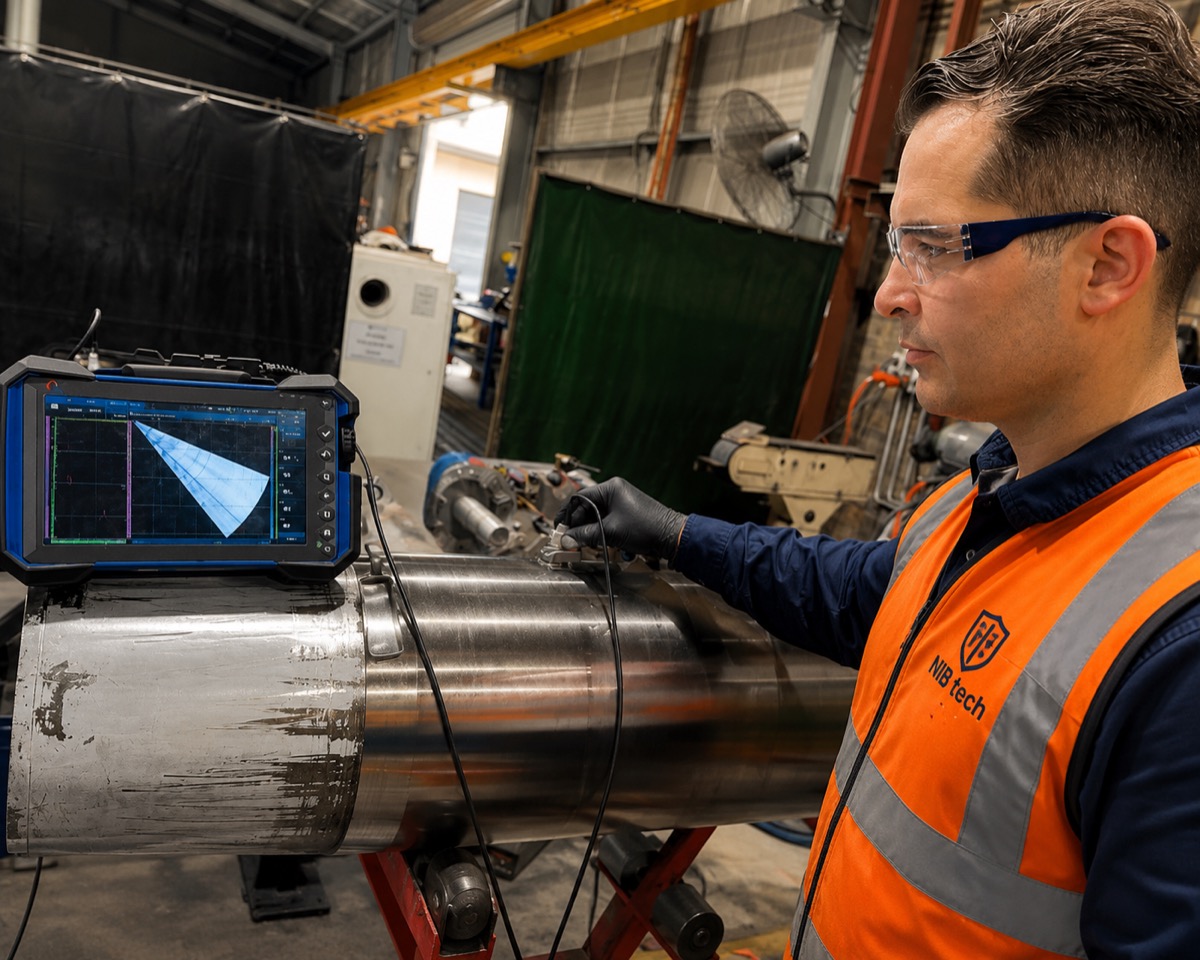 Ultrasonic testing with a phased array flaw detector